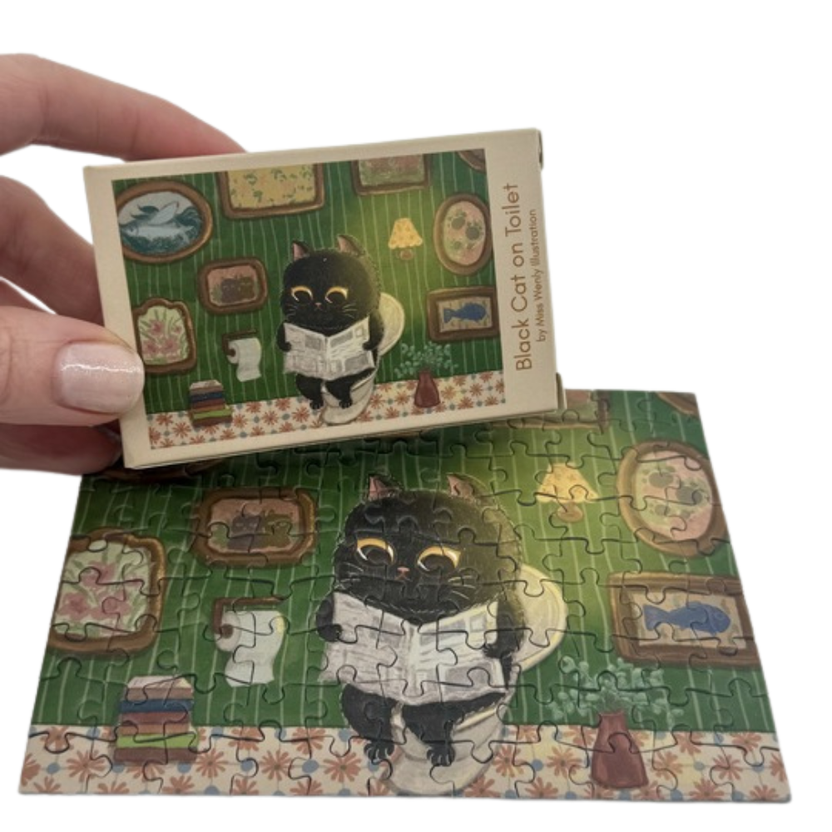 Black Cat on the Toilet Micro Puzzle – 99 Pieces