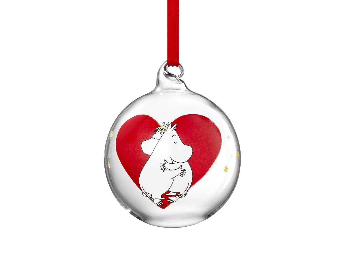 Moomin Heart Glass Bauble 7cm