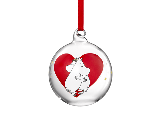 Moomin Heart Glass Bauble 7cm
