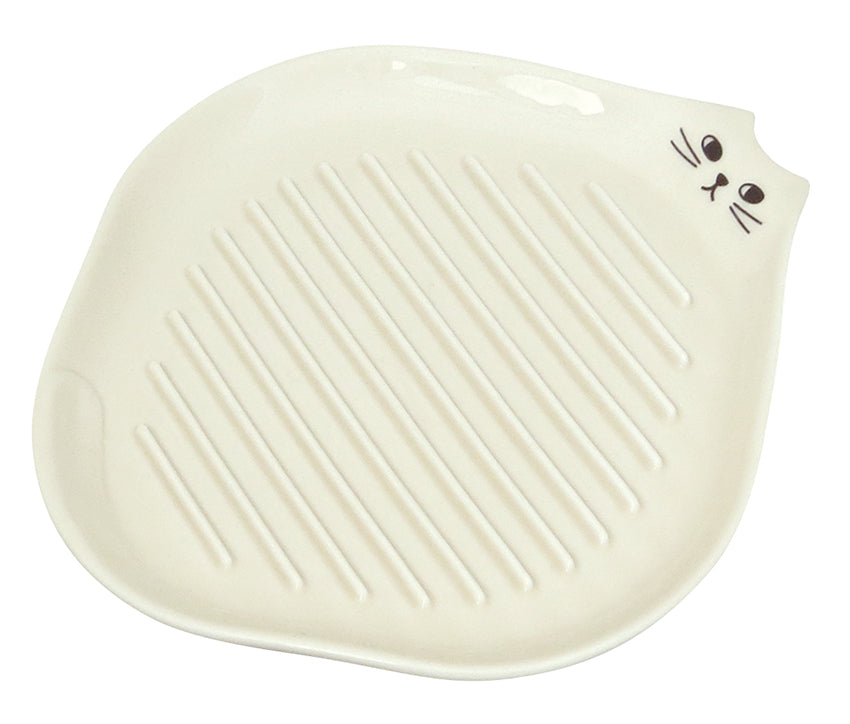 Decole Karifuwa Cat Toast Plate - Ivory White