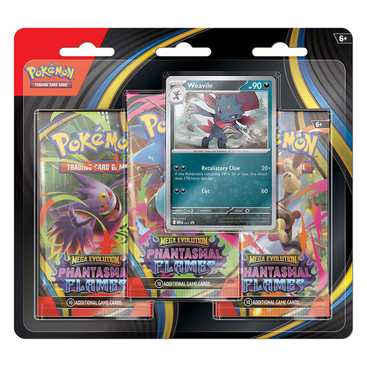 Pokemon TCG Mega Evolutions 2 Phantasmal Flames Three Booster Blister (Weavile)