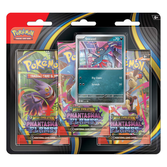 Pokemon TCG Mega Evolutions 2 Phantasmal Flames Three Booster Blister (Sneasel)