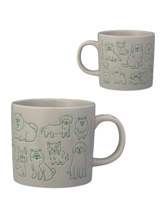 Dog Pattern Mug 240ml Grey