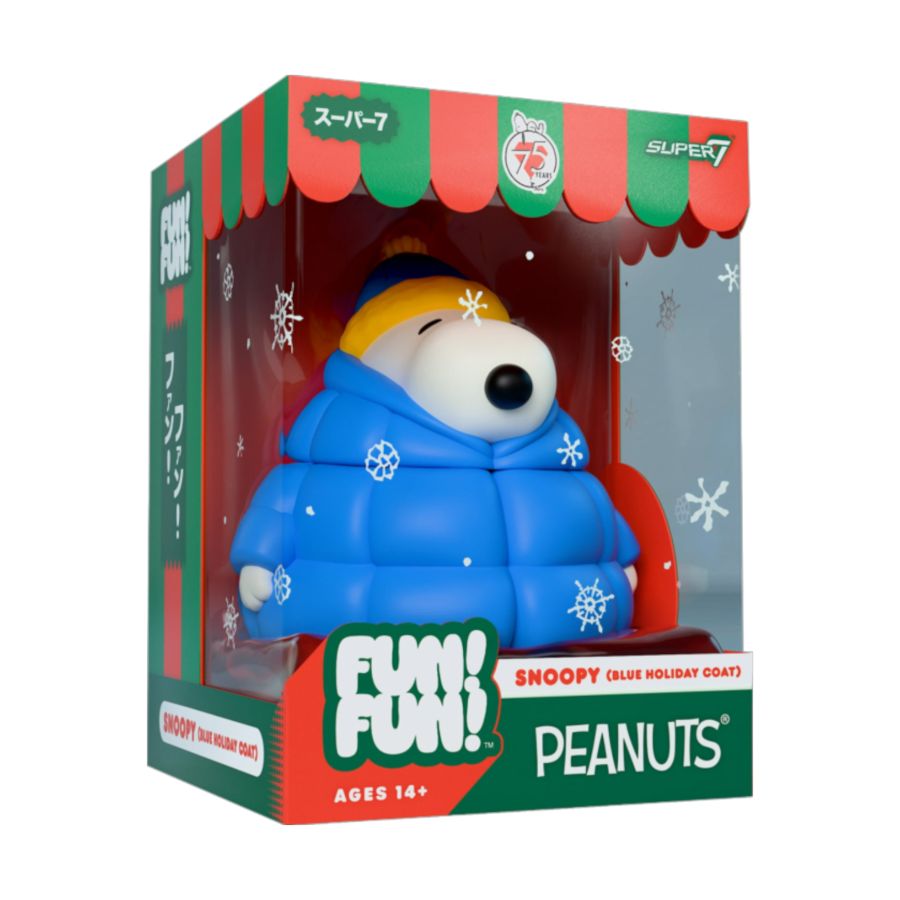 Peanuts - Snoopy in Puffy Blue & Yellow Coat Fun! Fun! Figure