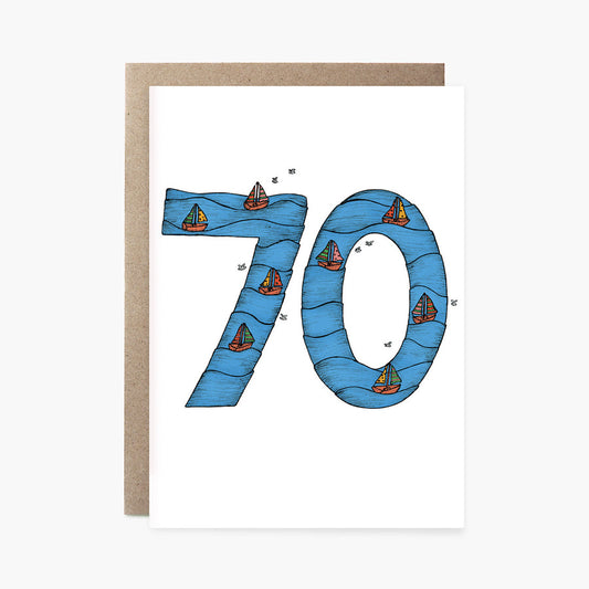 Seventieth Birthday Boats - 70th Birthday Card