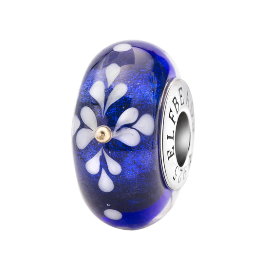 Snowflower Night Glass Bead