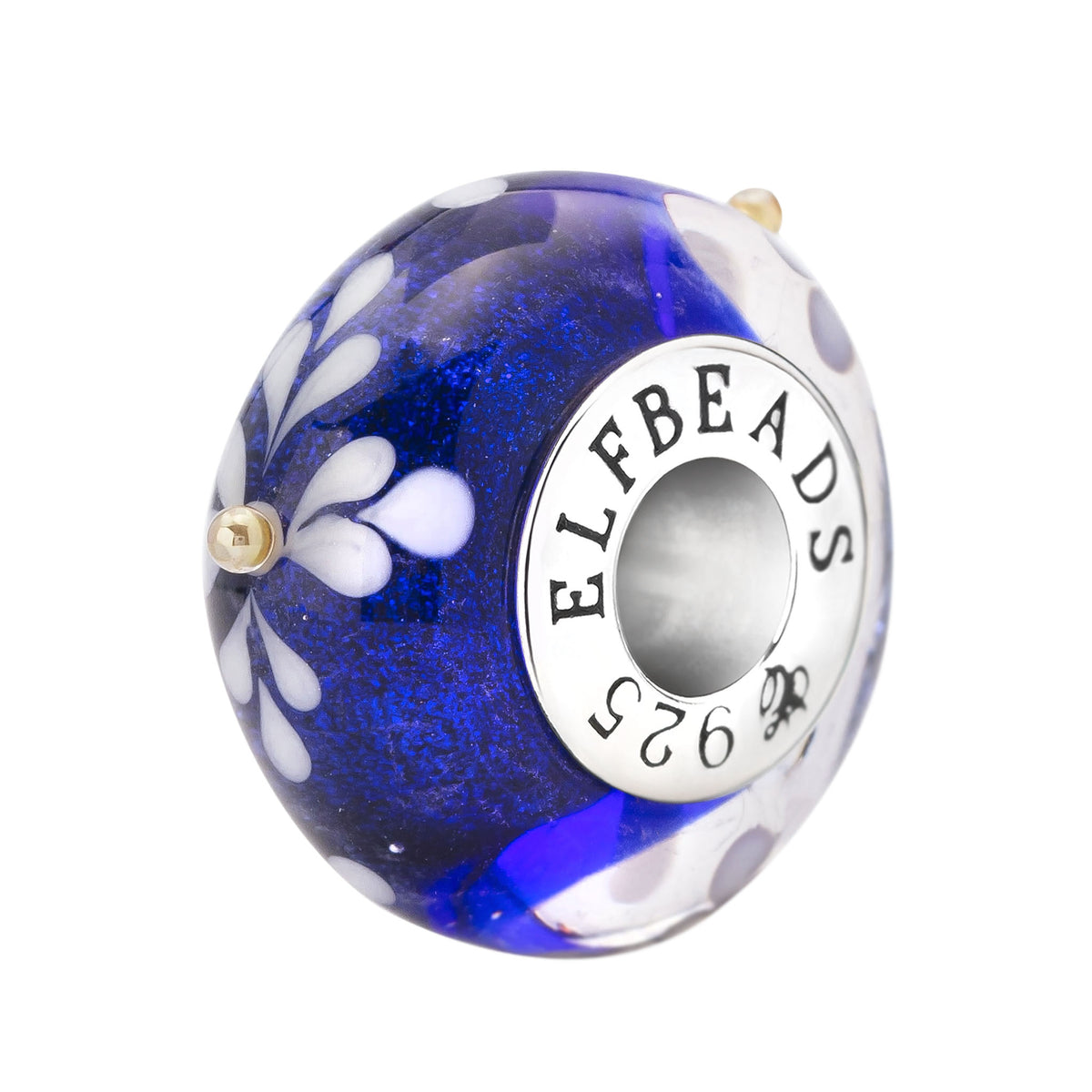 Snowflower Night Glass Bead