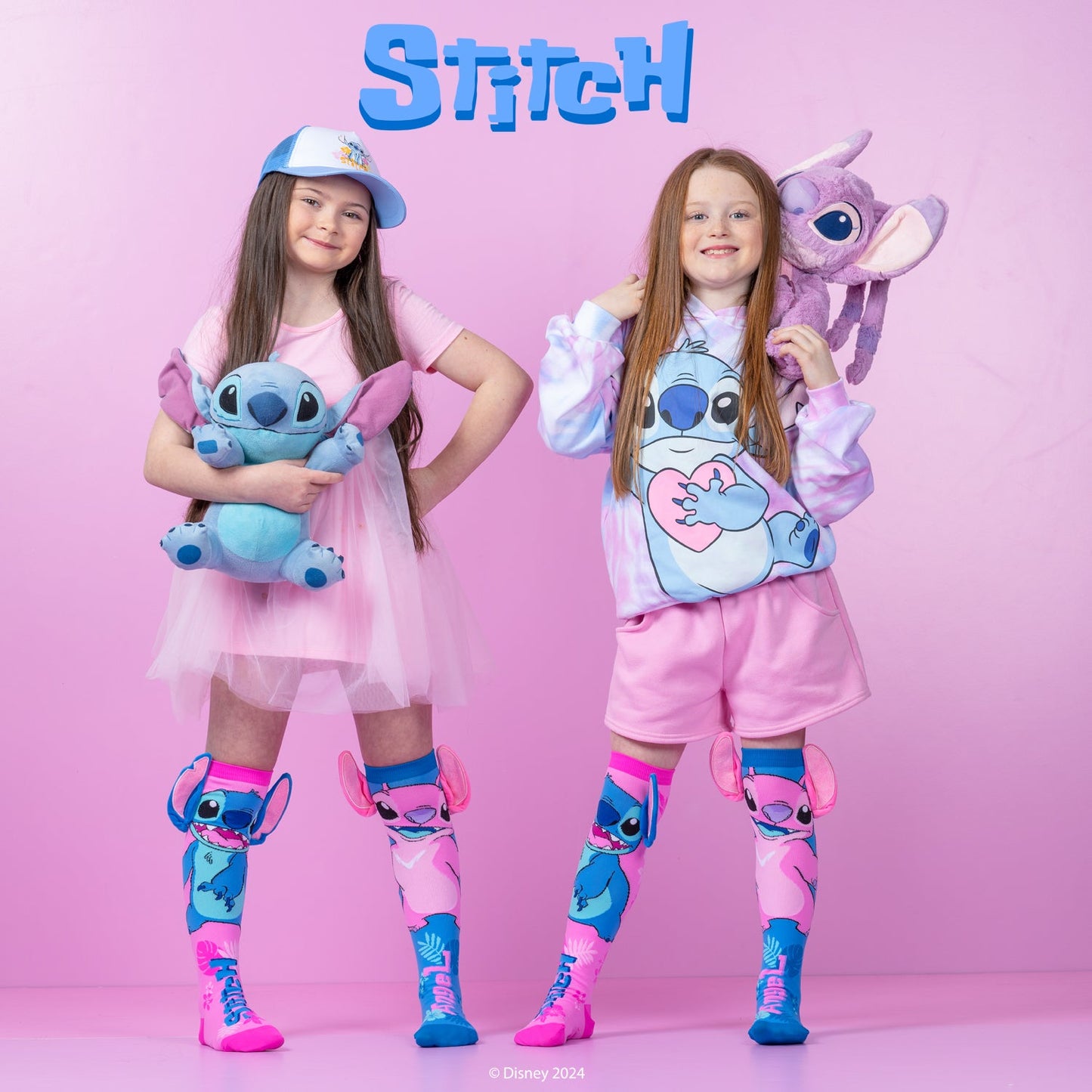 Stitch Socks Pink/Blue Socks Age 3-5