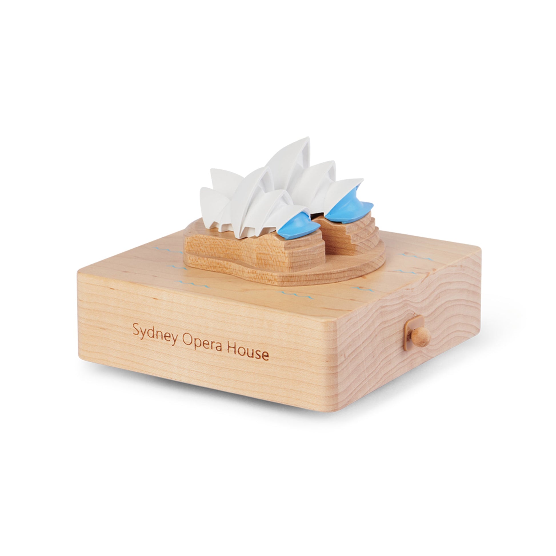 Sydney Opera House wooden music box angled view