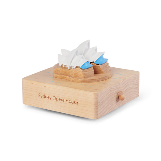 Sydney Opera House wooden music box angled view