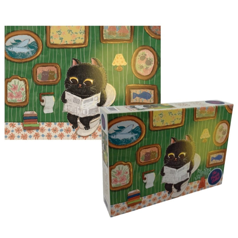 Black Cat on the Toilet 500 Piece Puzzle