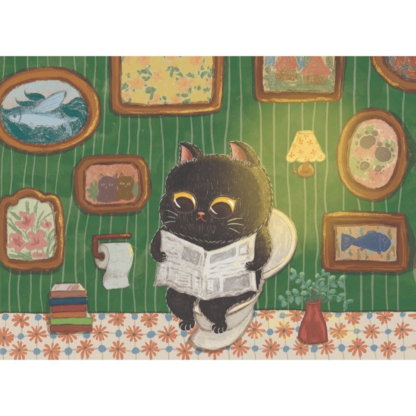 Black Cat on the Toilet 500 Piece Puzzle