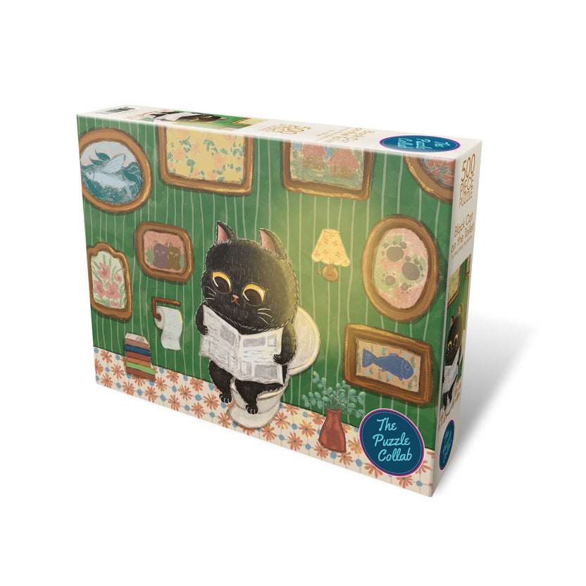 Black Cat on the Toilet 500 Piece Puzzle