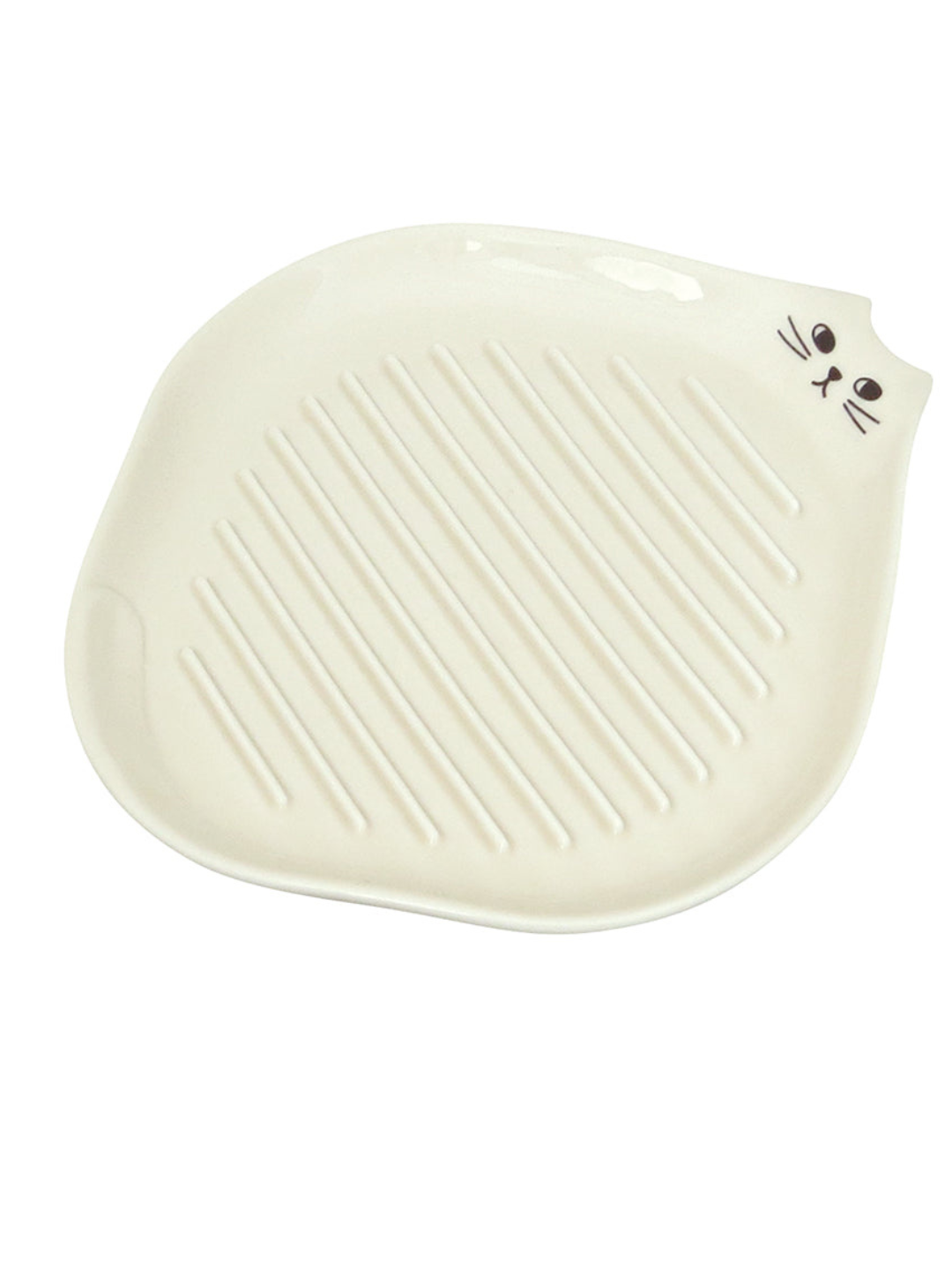 Decole Karifuwa Cat Toast Plate - Ivory White