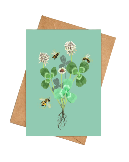 Honeybees & Clover greeting card