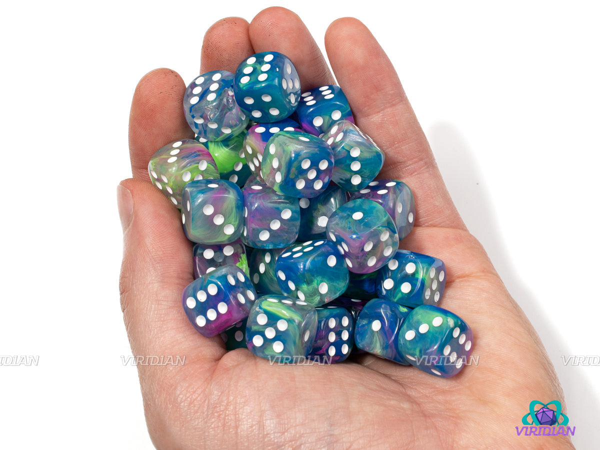 Festive Waterlily/White 12mm d6 Dice Set