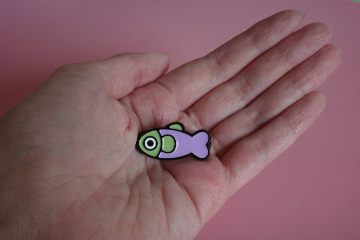 Fish Enamel Pin - Lavender/Sage detail view 2