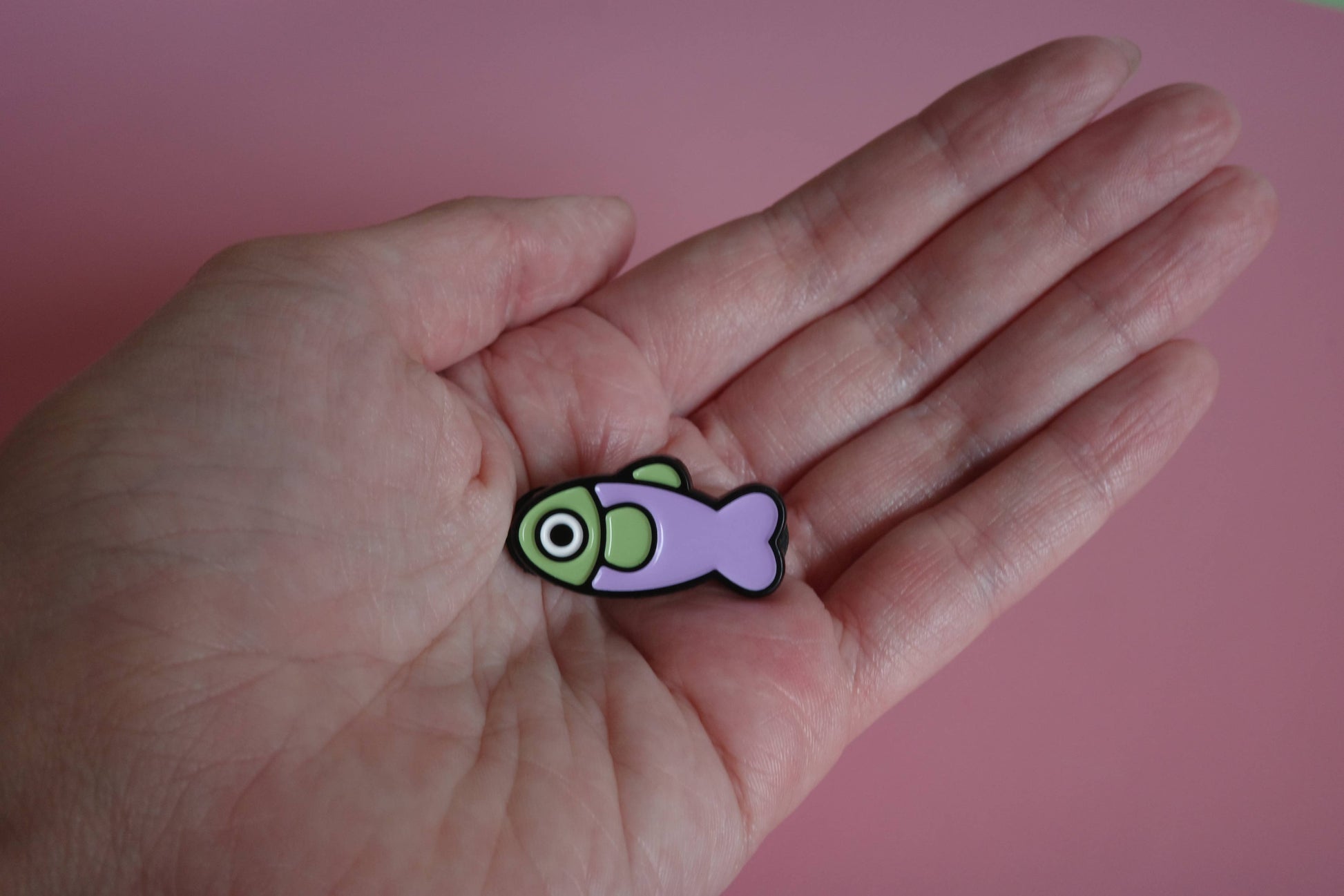 Fish Enamel Pin - Lavender/Sage detail view 2