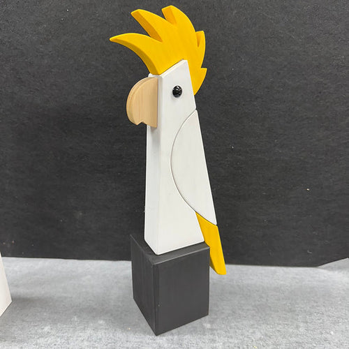 Abstract Bird Sitter Sculpture - Yellow Crested Cockatoo