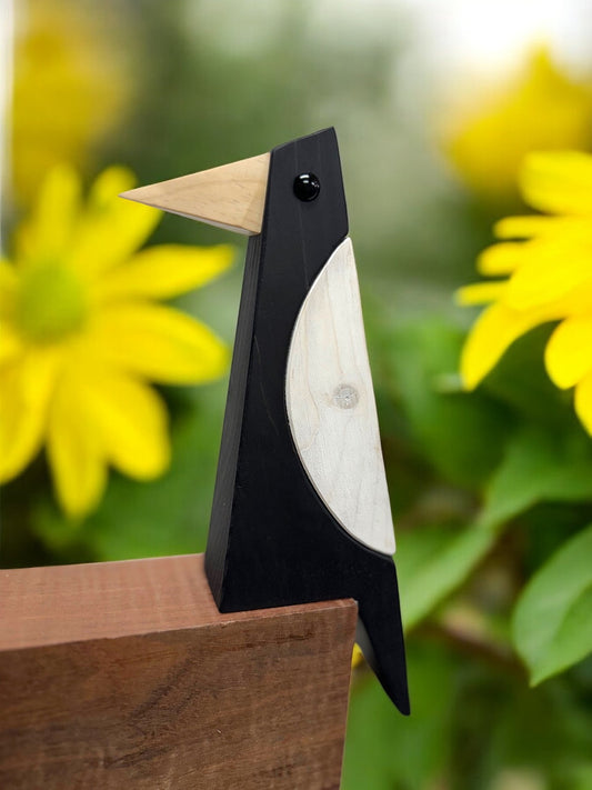 Abstract Bird Sitter Sculpture - Magpie Sitter