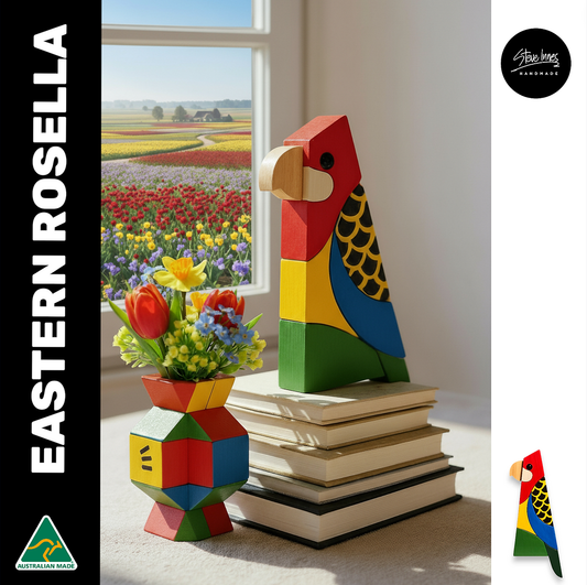 Abstract Bird Sitter Sculpture - Eastern Rosella