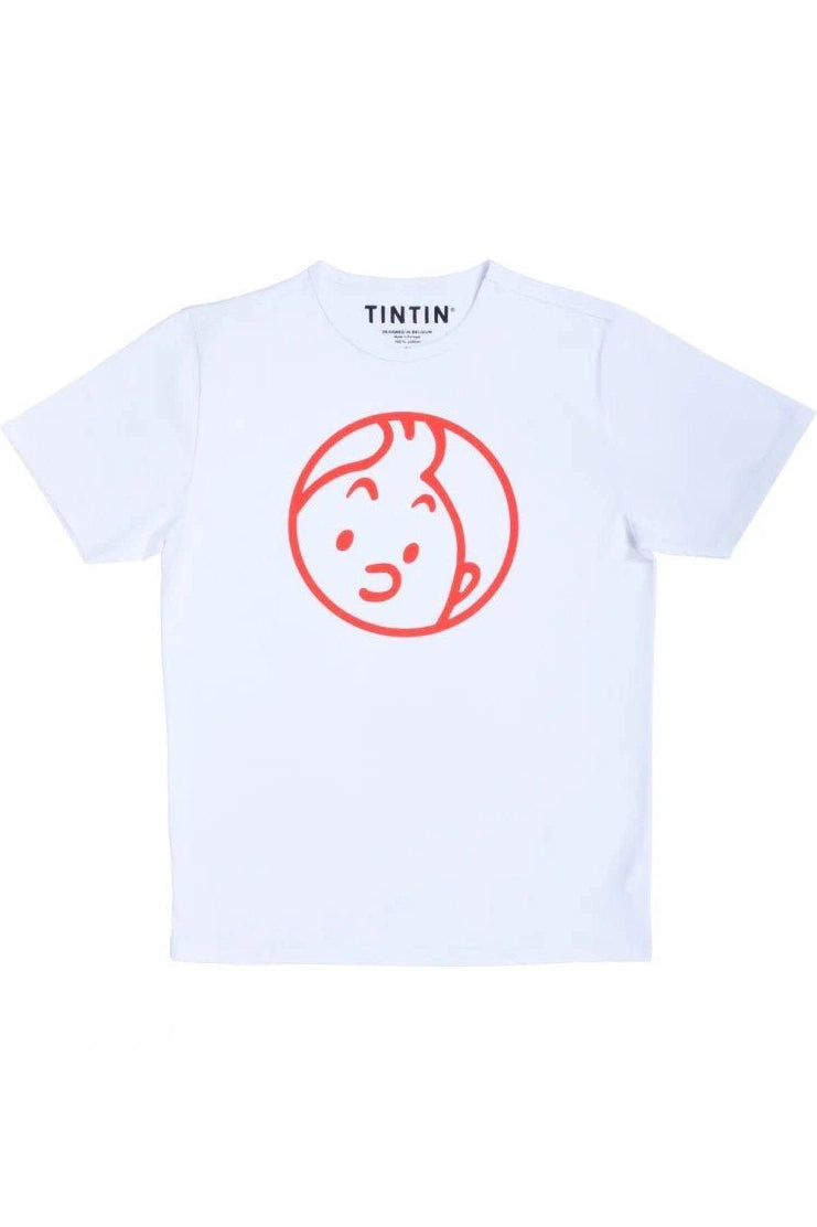 Adult T-shirt TIntin Face White - Mu Shop