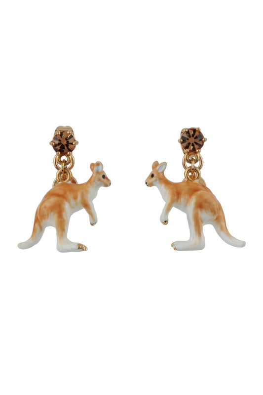 ANIMALS FROM AUSTRALIA GOLD RHINESTONE & KANGAROO EARRINGS - Mu Shop