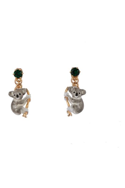 ANIMALS FROM AUSTRALIA GREEN RHINESTONE & KOALA EARRINGS - Mu Shop