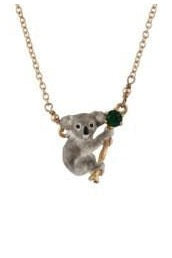 ANIMALS FROM AUSTRALIA GREEN RHINESTONE & KOALA NECKLACE - Mu Shop