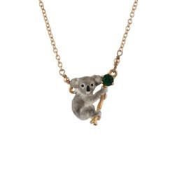 ANIMALS FROM AUSTRALIA GREEN RHINESTONE & KOALA NECKLACE - Mu Shop