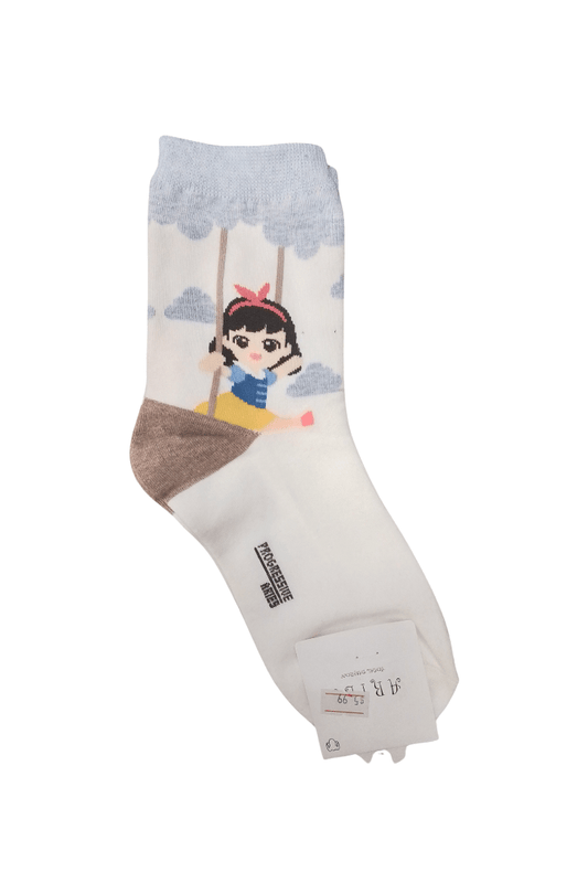 ARIES Cute Girl Adult Socks (white) - Mu Shop