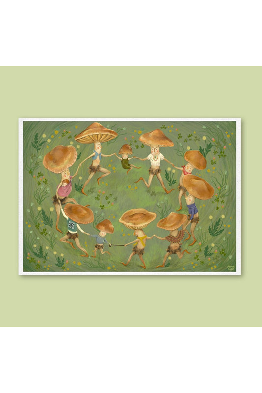 Art Print - Merry Dance - Lovely, cute illustration, wall art (A3) - Mu Shop