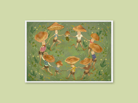 Art Print - Merry Dance - Lovely, cute illustration, wall art (A3) - Mu Shop