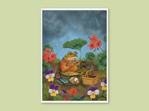 Art Print - Spring Picnic - Cute funny illustration, wall art (A4) - Mu Shop