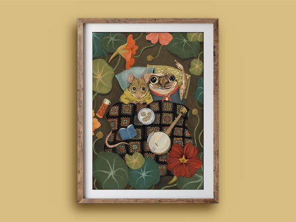 Art Print - Starry Eyes - Cute illustration, wall art (A5) - Mu Shop