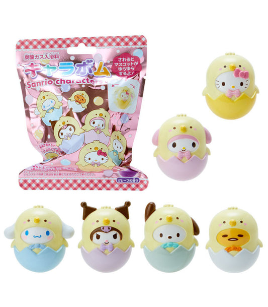 Sanrio Characters Chick Bath Ball packaging and random mascot