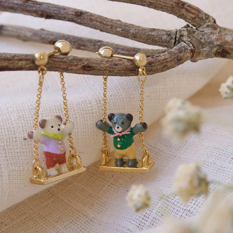 Ayatorie Little Bear Swing Earrings - Mu Shop