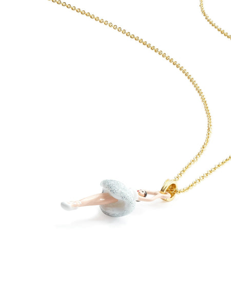 BALLERINA WEARING A WHITE TUTU WITH SILVER GLITTER PENDANT NECKLACE  - Mu Shop