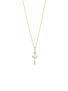 BALLERINA WEARING A WHITE TUTU WITH SILVER GLITTER PENDANT NECKLACE  - Mu Shop