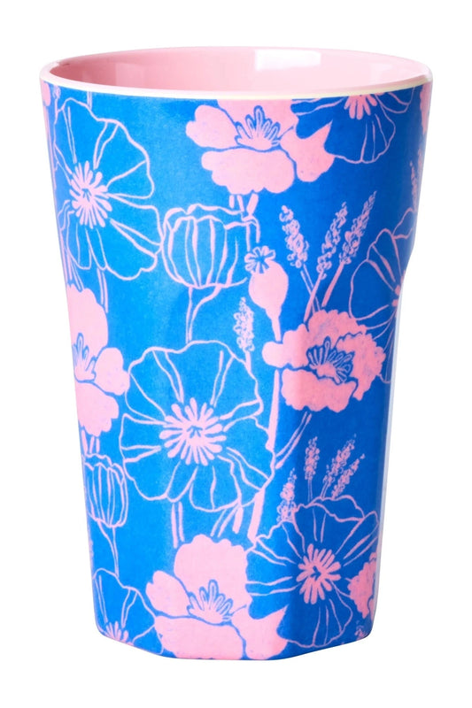 Beker Groot Poppies Love Print - Tall Melamine Cup - Mu Shop