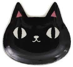 Black Mini Ceramic Plate - Three Cat Brothers - Mu Shop