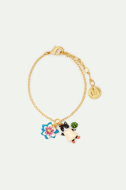 Blue Flower And Black Kitten Fine Bracelet | AVHP2021 - Mu Shop