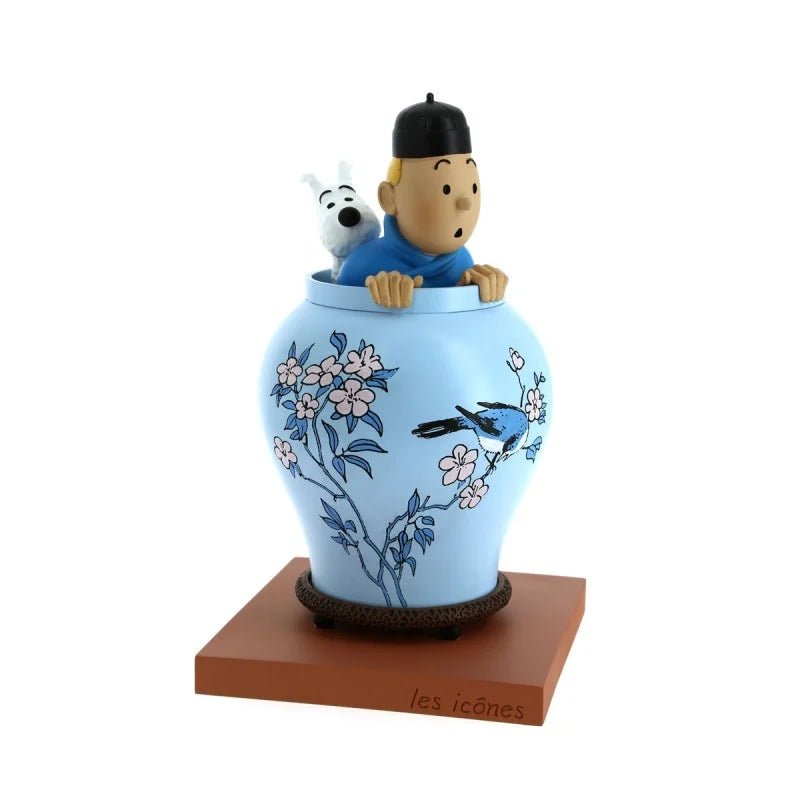 Blue Lotus Vase Resin Statue - Mu Shop