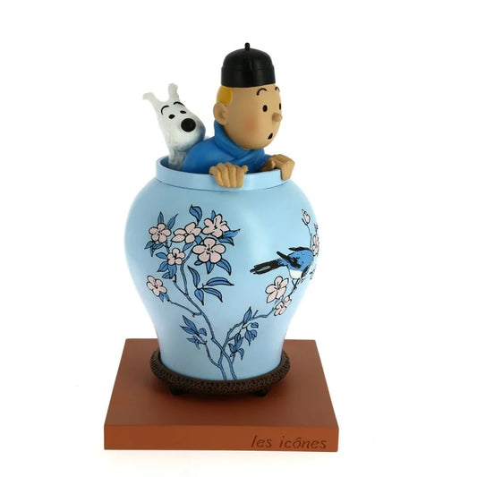 Blue Lotus Vase Resin Statue