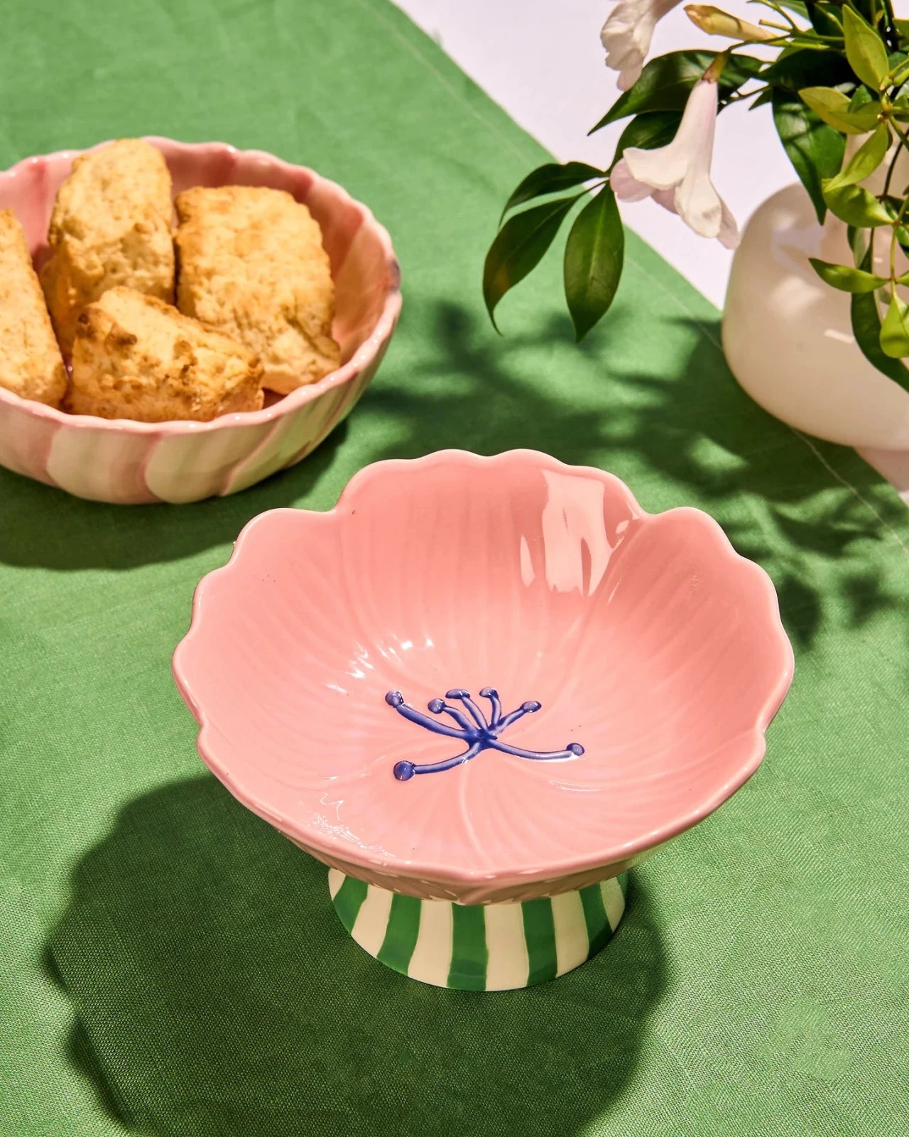 Blush Stoneware Stand Flower Bowl - Mu Shop