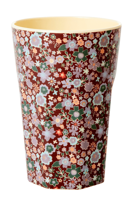 Brown Fall Floral Print - Tall Melamine Cup - Mu Shop