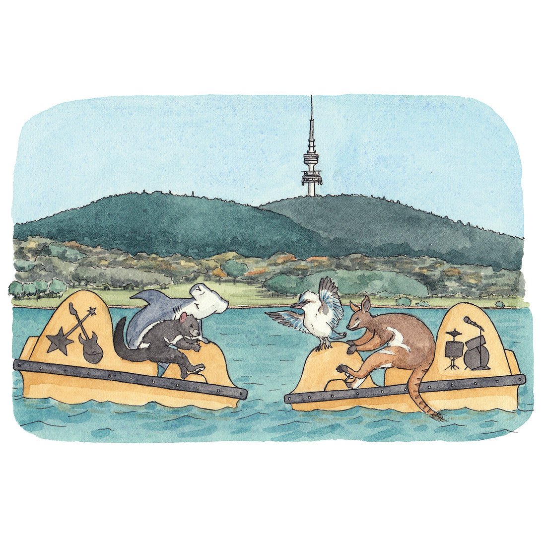 Bumper Boats in Canberra - Greeting Card - Mu Shop