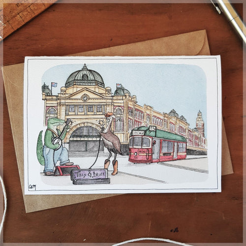Busking in Melbourne - Greeting Card