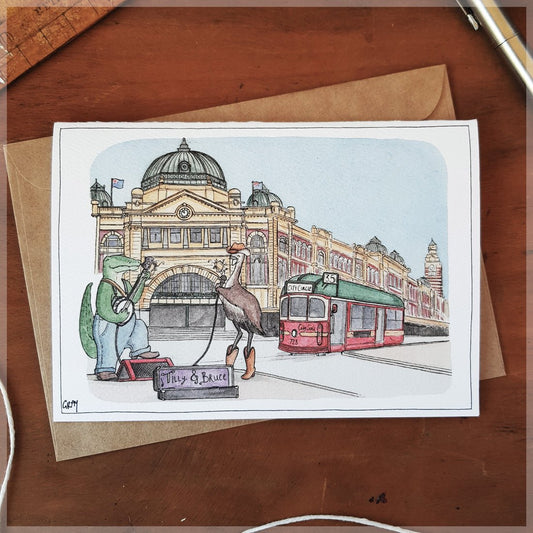 Busking in Melbourne - Greeting Card - Mu Shop