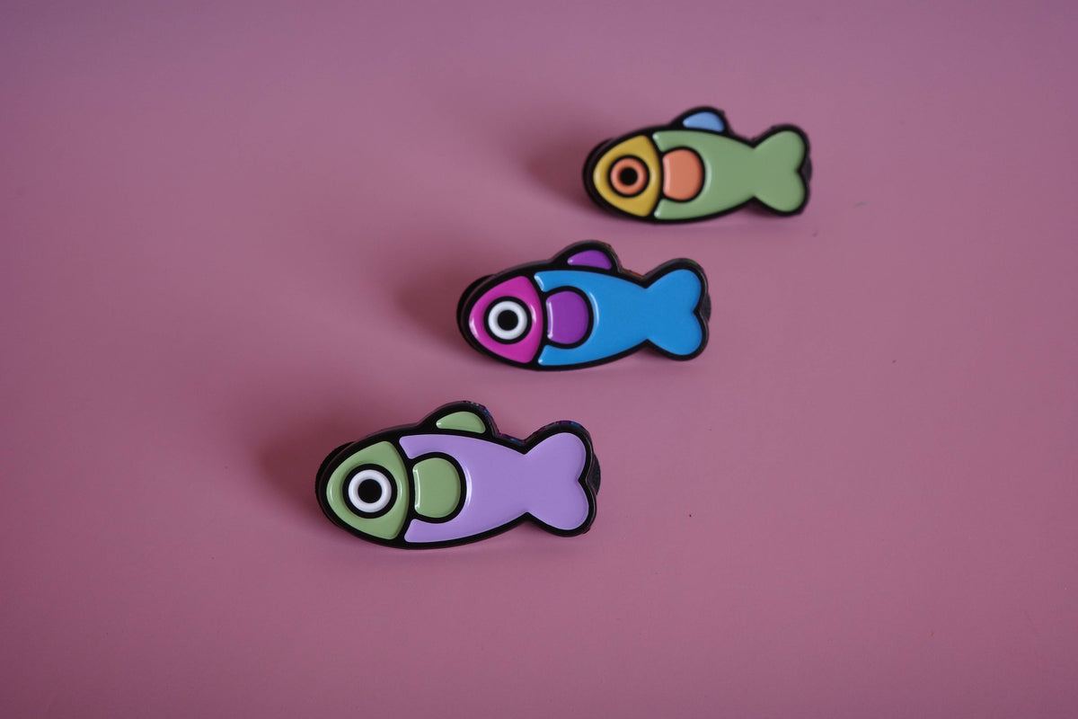 Fish Enamel Pin - Lavender/Sage detail view 11